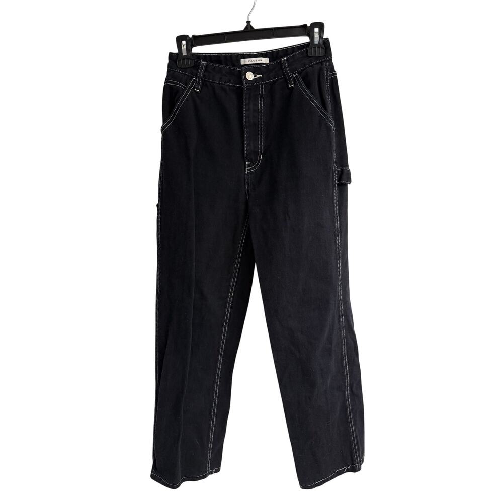 PacSun Black Carpenter Jeans Women’s Size 26 Wide Leg Contrast Stitch Denim